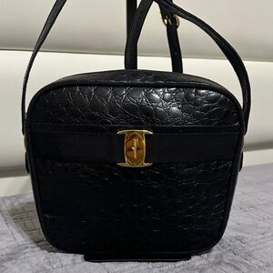 Salvatore Ferragamo Black Leather Crossbody Bag